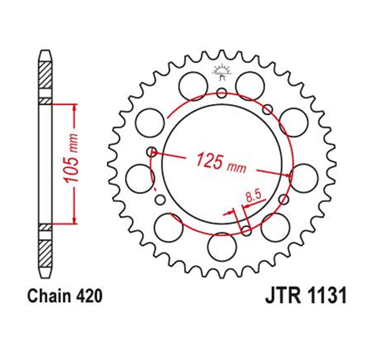 CORONA JT 1131 de acero con 53 dientes